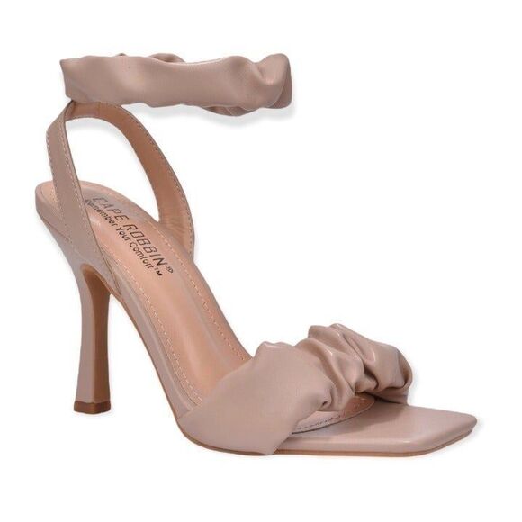 Cape Robbin OPALE RUCHED SANDAL HEELS in NUDE size 7.5 NEW - Picture 5 of 11